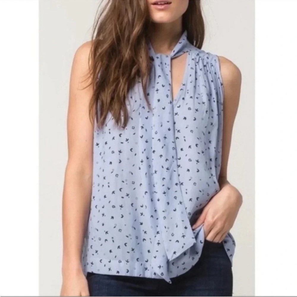 Free People V-Tie-Neck Sleeveless Blouse